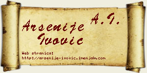 Arsenije Ivović vizit kartica